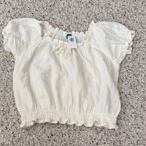 Old Navy Cream Ruffled Blouse